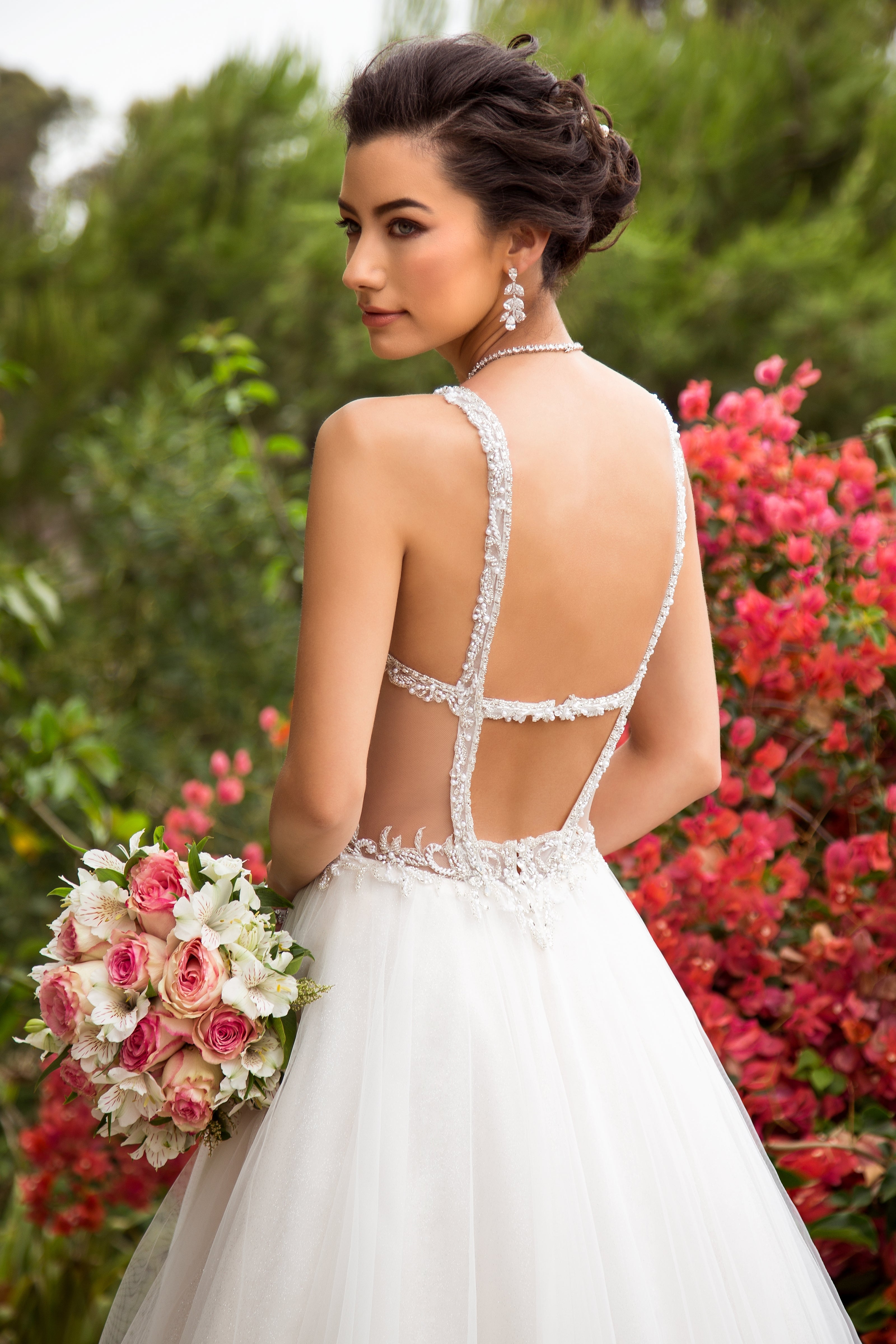 Sorrel Vine Inspired Statement Earrings on Model Anna Bellagio 