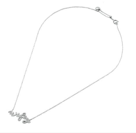 Wifey Pave' Crystal Silver Necklace