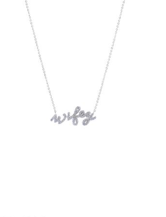Wifey Pave' Crystal Silver Necklace